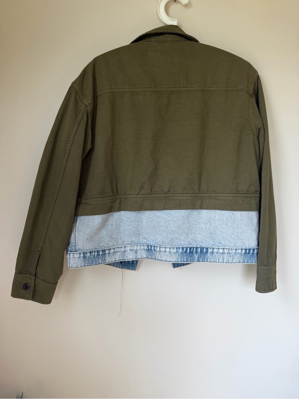 AllSaints Cadie Olive Green and removable denim combination Jacket 4 - Picture 6 of 10